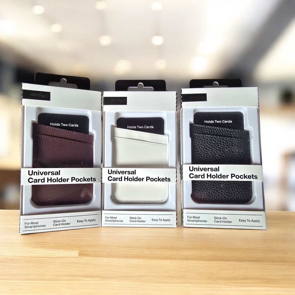 New Adhesive, Phone Card Holder - Black, White, Brown